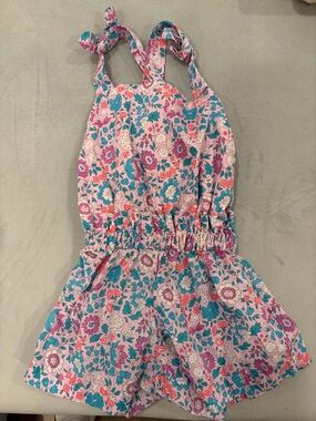 Girls Floral Romper - Lavender & Teal